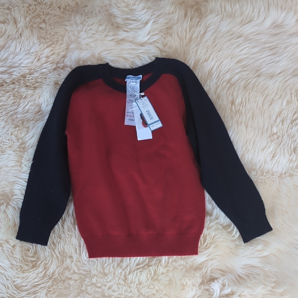 Jacadi Boys  Bold Red and Navy Crewneck Sweater
